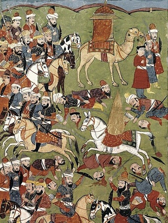 Battle of the Camel, 656, December 8 (15 Jumada I, 36 AH) (Mirza Mohammed Rafi Bazil) Bibliothèque nationale de France Paris